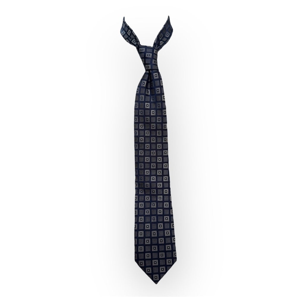 Donald Trump Signature Collection Blue Gray Geometric Square Tie 100% Silk
